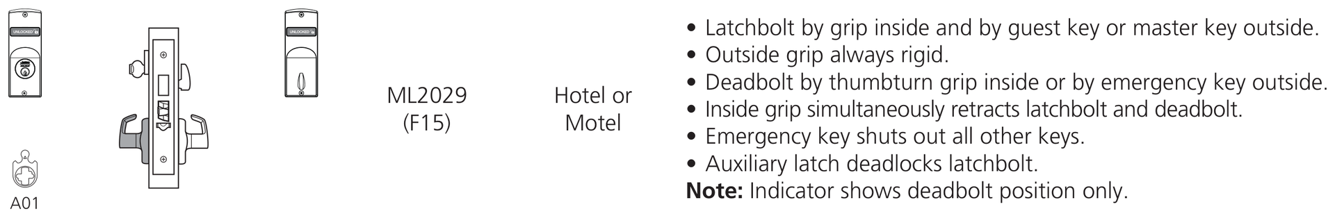 Corbin Russwin ML2029 DSA Hotel or Motel function diagram Corbin Russwin ML2029 Hotel or Motel function diagram, catalog 45300 12/25
