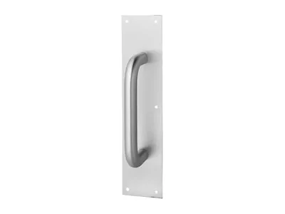 Stainless pull plate with door pull handle