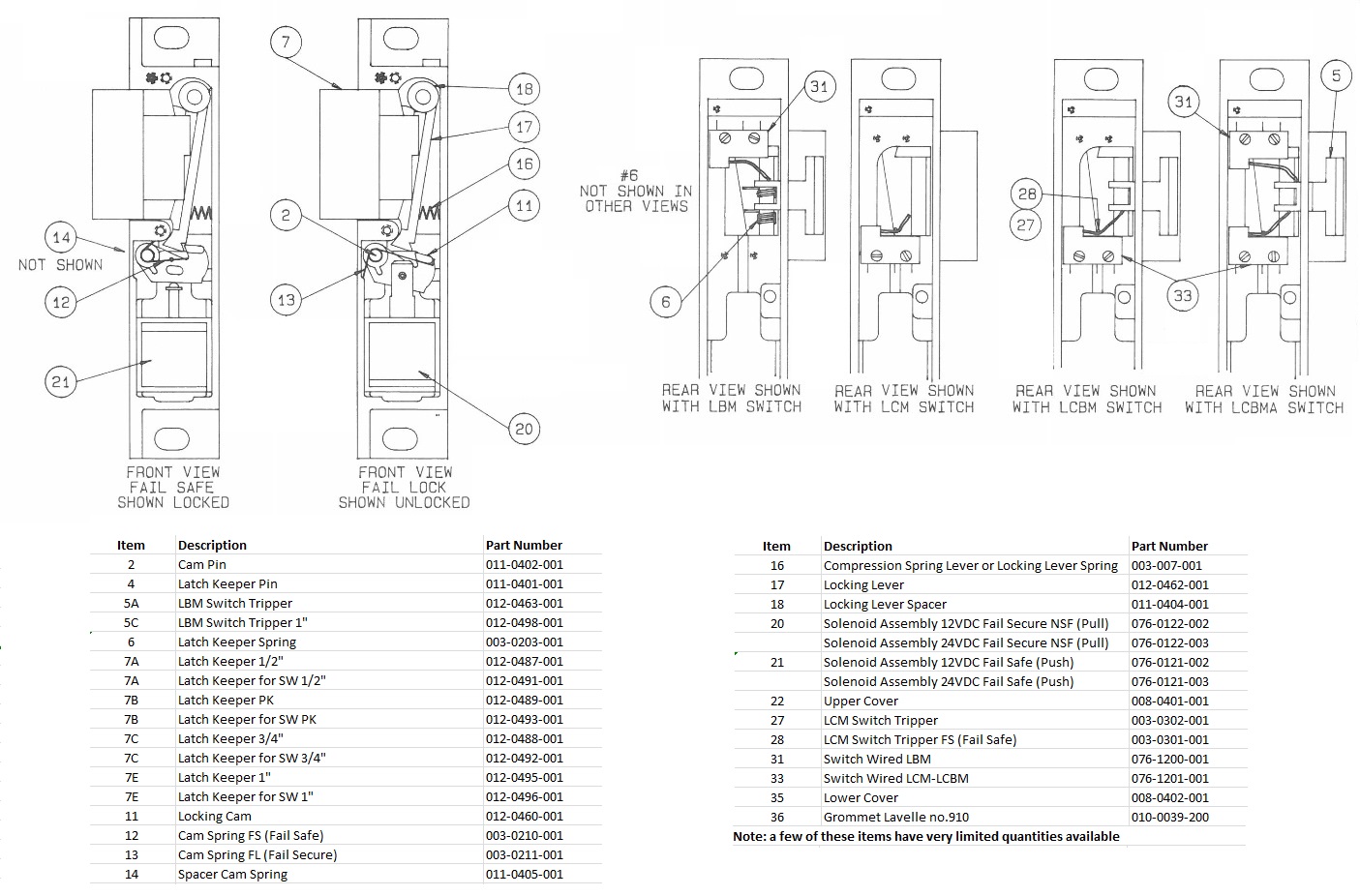 Folger Adam 300 Series Electric Strike Parts Diagram