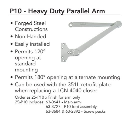Sargent 351 P10 Door Closer with Heavy Duty Parallel Arm
