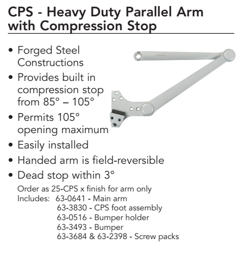 Sargent 351 CPS Door Closer with Heavy Duty Parallel Arm with Compression Stop