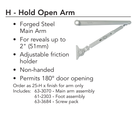 Sargent 351 UH Door Closer with Universal Hold Open Arm