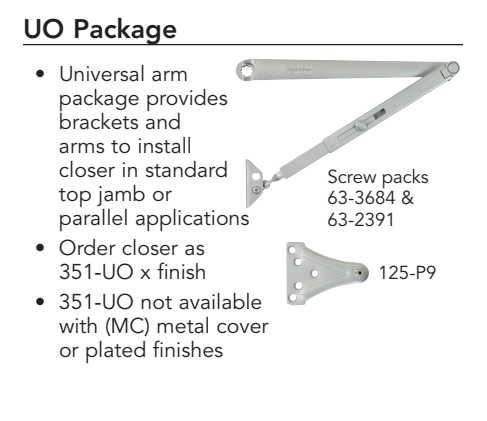 Sargent 351 UO Door Closer with Universal Arm: Regular, Top Jamb or Parallel Arm Mounting