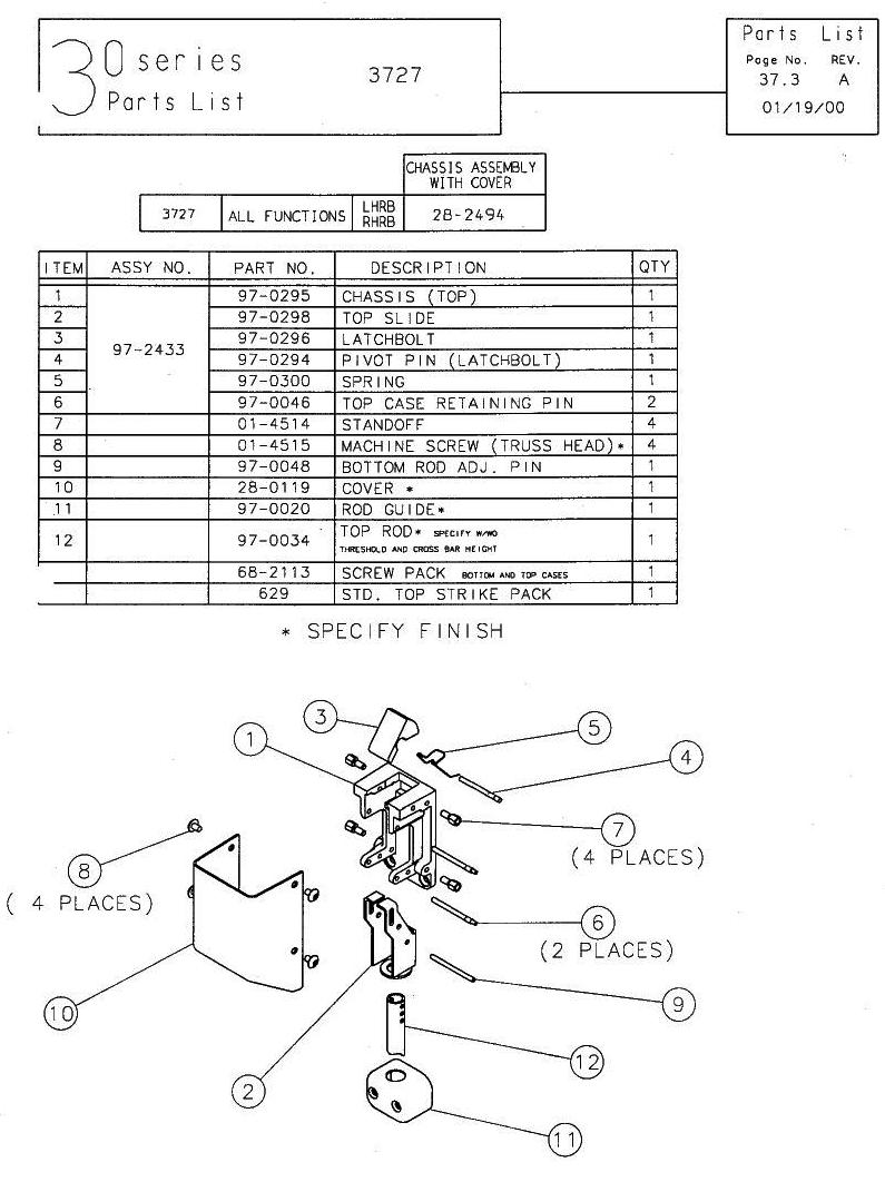 Sargent 3727 Parts List Diagram