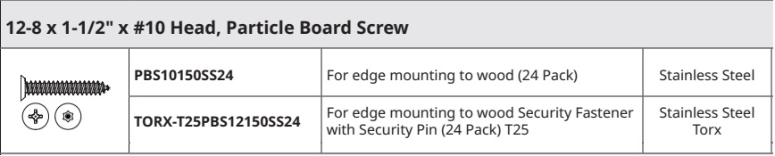 Markar Torx-T25PBS12150SS24 Wood Screw for Continuous Hinges 