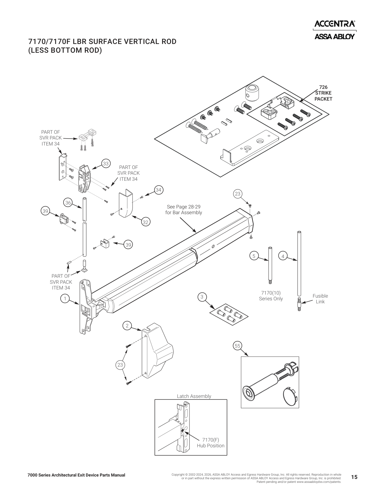 Accentra (formally Yale Security) 726 Top Strike Parts List