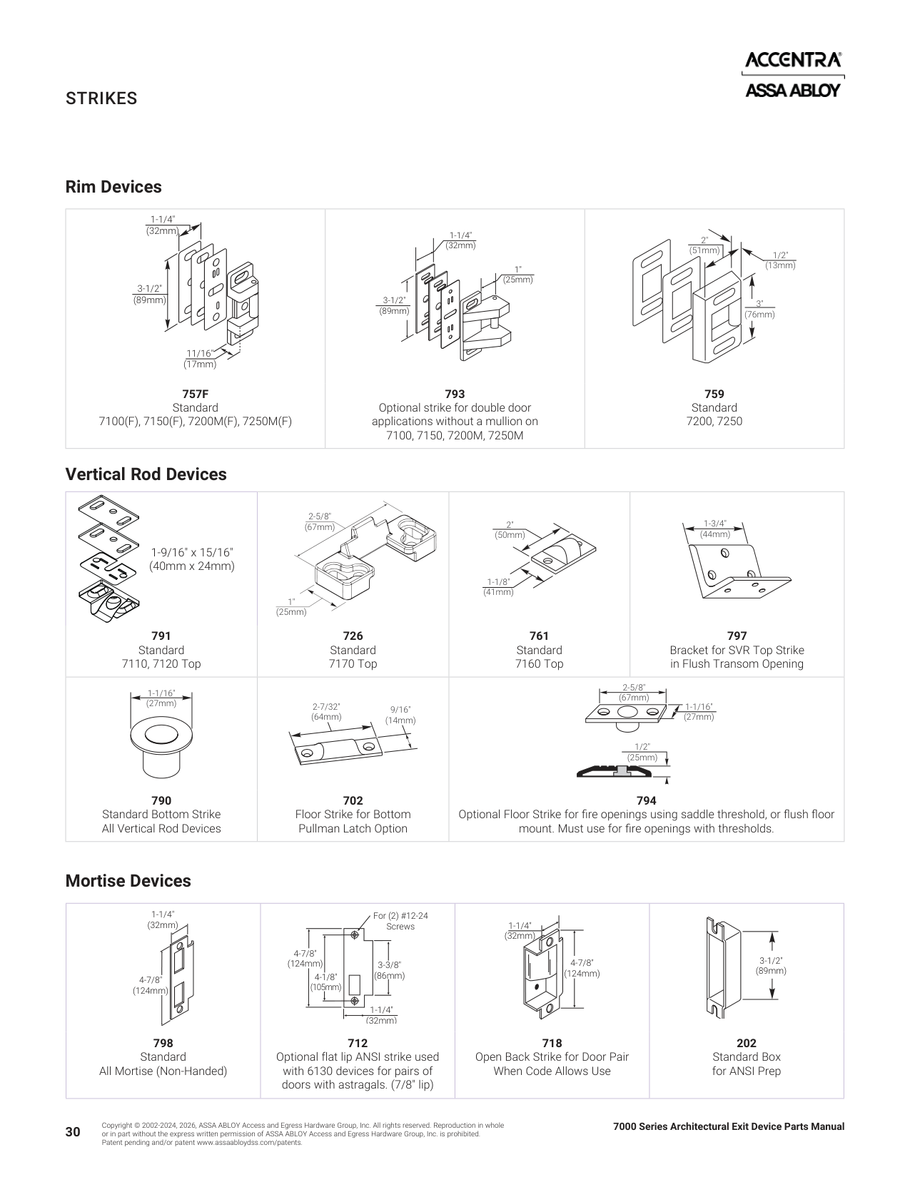 Accentra (formally Yale Security) 798 Mortise Strike Parts List