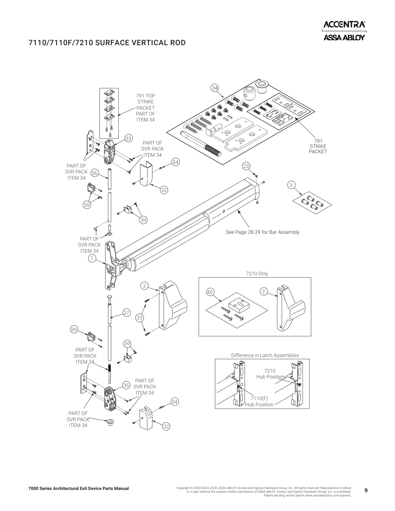 Accentra (formally Yale Security) 7010-24 Rod Extension Parts List