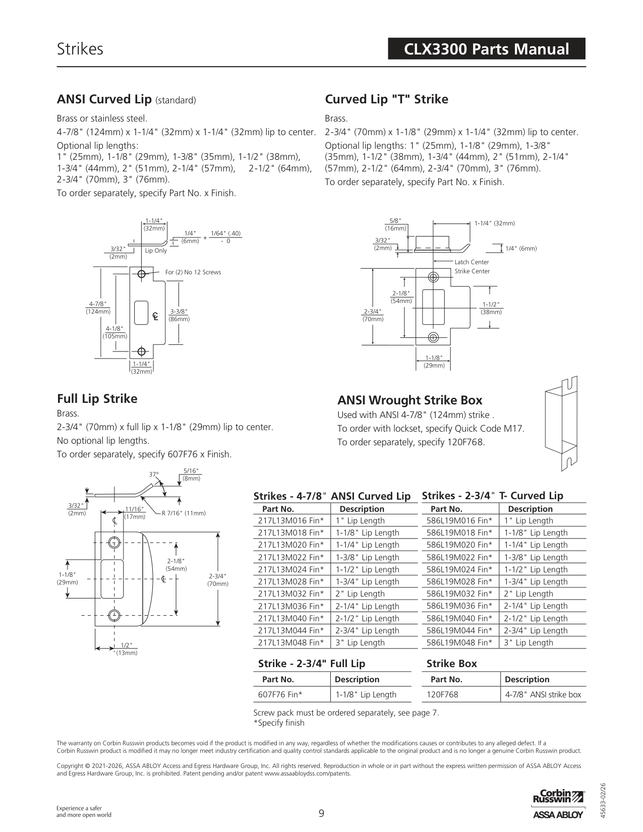 Corbin Russwin 607F76 Strike Exploded Diagram