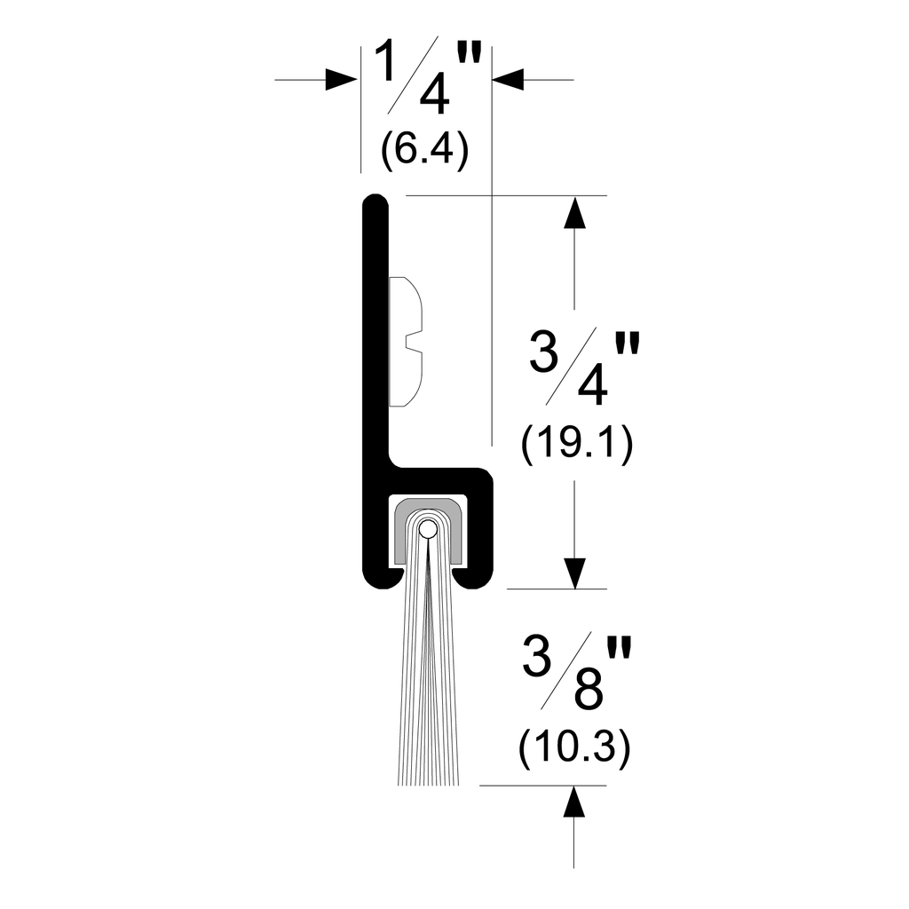 Pemko 18041CNB 84" Brush Gasketing Door Seal - 3/8" Grey Nylon Brush Clear