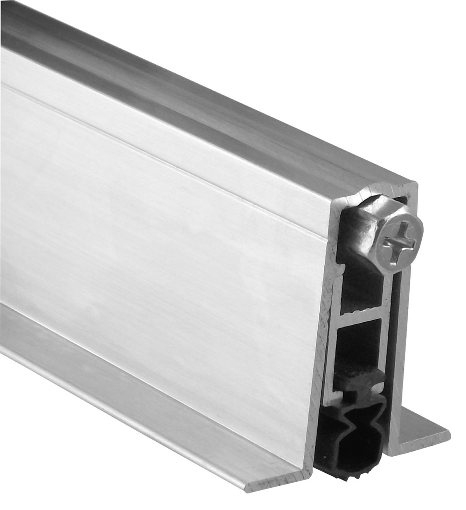 Pemko 411APKL Full Mortised Auto Door Bottom, 1-3/8" x 9/16" Aluminum Channel, Black Sponge Neoprene EPDM Insert, Low Closing Force