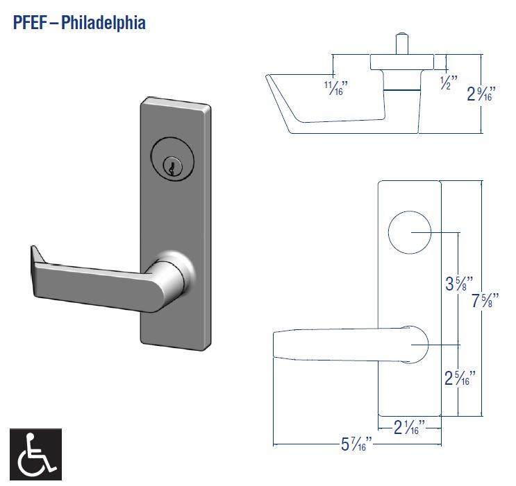 PDQ MR136 PFEF Dormitory/Exit Function Mortise Lockset 