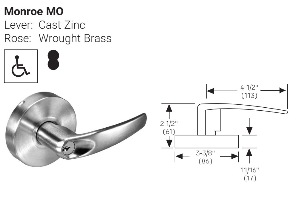 Accentra MO 4607LN Grade 2 Office Entry Lockset - Yale