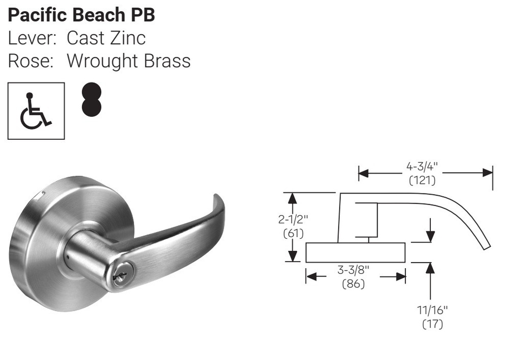 Accentra PB 4608LN Grade 2 Classroom Lockset - Yale
