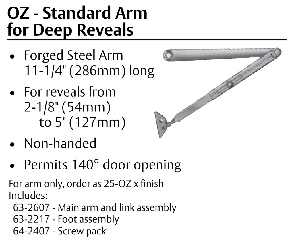 Sargent 1431 OZ Door Closer with Standard Arm for Deep Frame Reveals  
