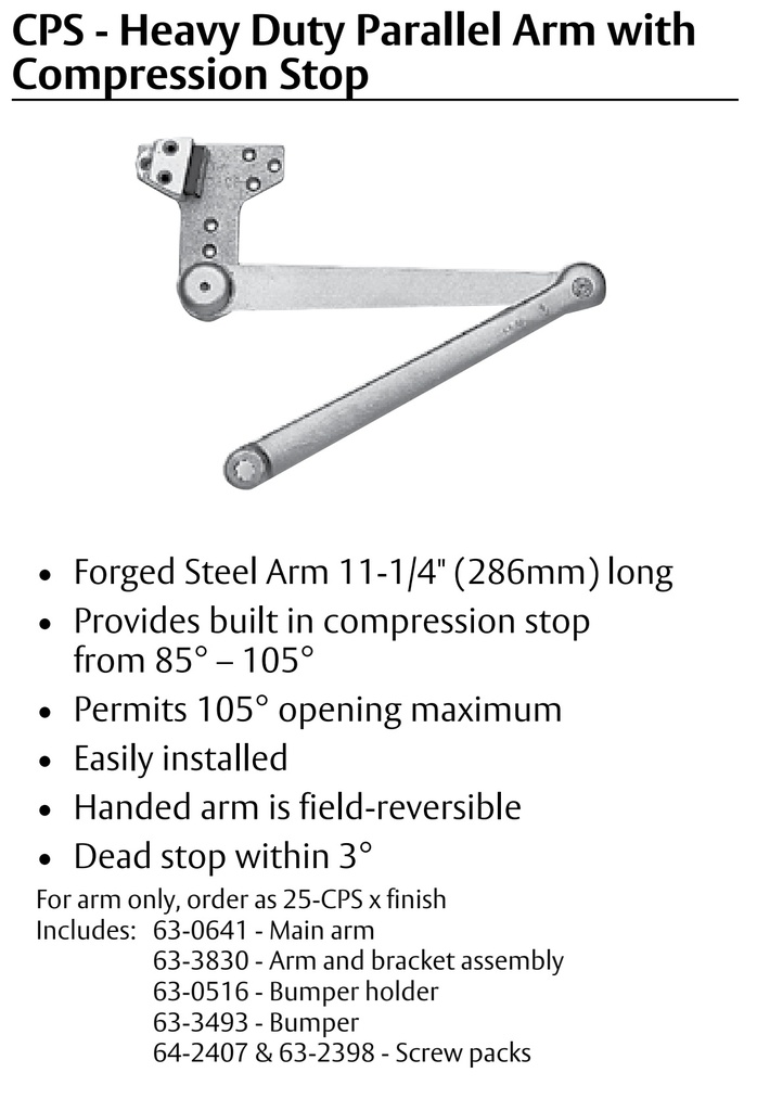 Sargent 351 CPS Door Closer with Heavy Duty Parallel Arm with Compression Stop