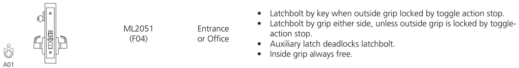Corbin Russwin ML2051 Function Diagram