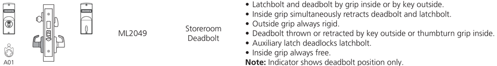 Corbin Russwin ML2049 Function Diagram