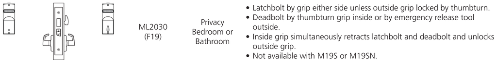Corbin Russwin ML2030 Function Diagram