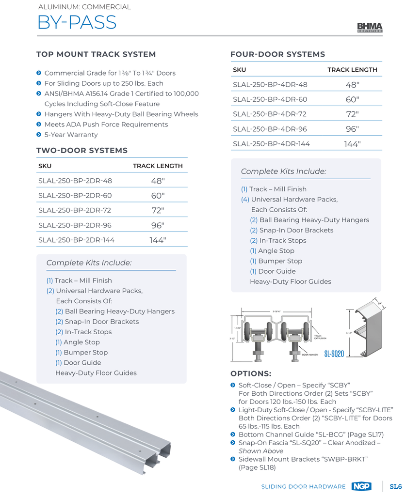 NGP SLAL-250-BP-4DR Line Drawing