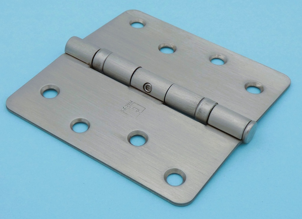 Hager Hinge RCBB1541 NRP 4 x 4 US32D Satin Stainless, 1/4" Radius Corners, Full Mortise, Residential