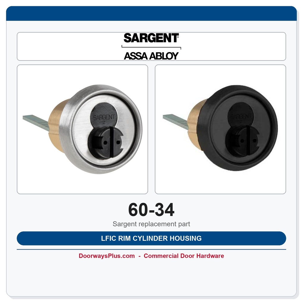 Sargent 60-34 LFIC Rim Cylinder Housing | Large Format IC Prep, Less Core