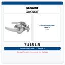 Sargent 7U15 LB Passage Lever Latch Set – Grade 2 Commercial Cylindrical