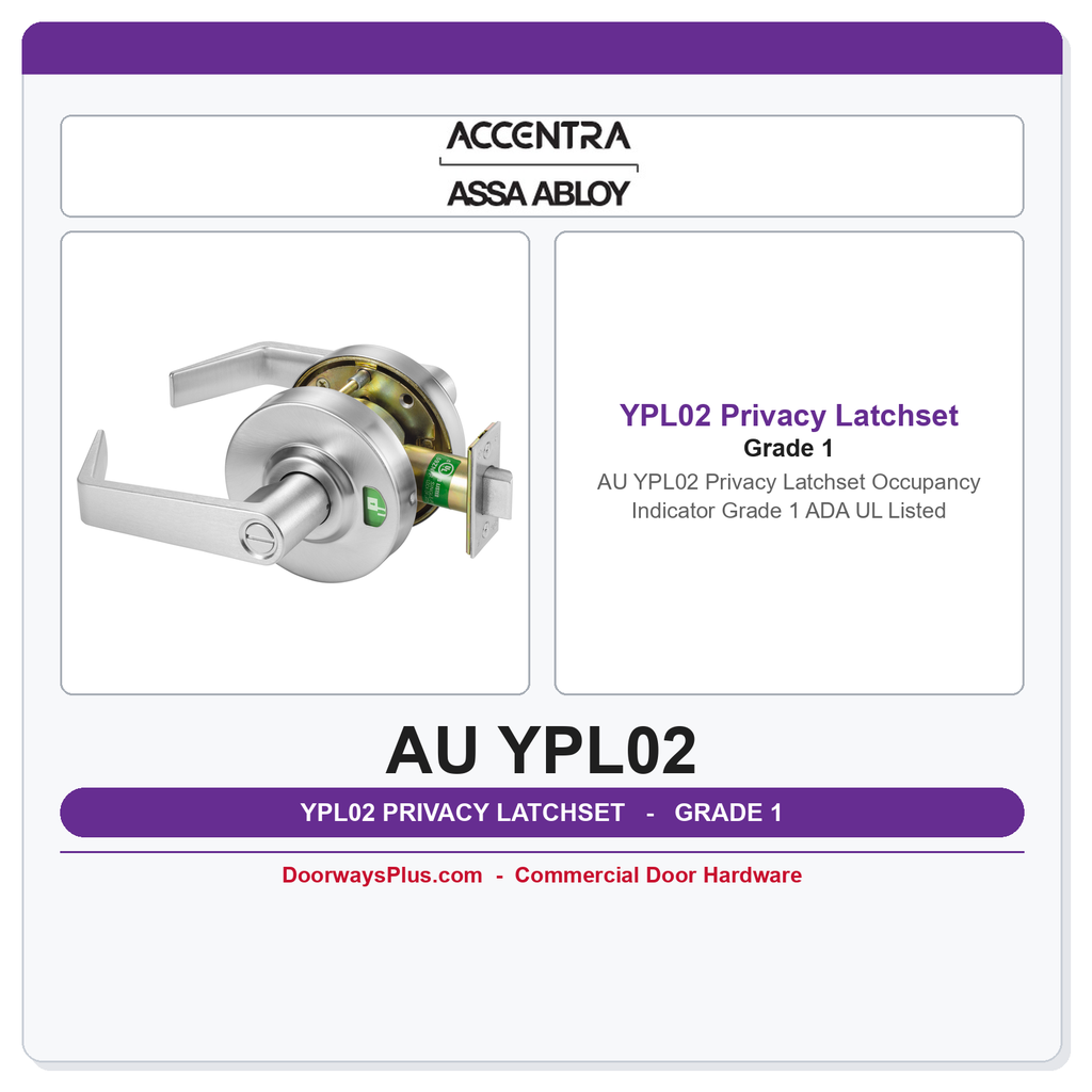 Accentra AU YPL02 Privacy Latchset | Occupancy Indicator | Grade 1 ADA UL Listed