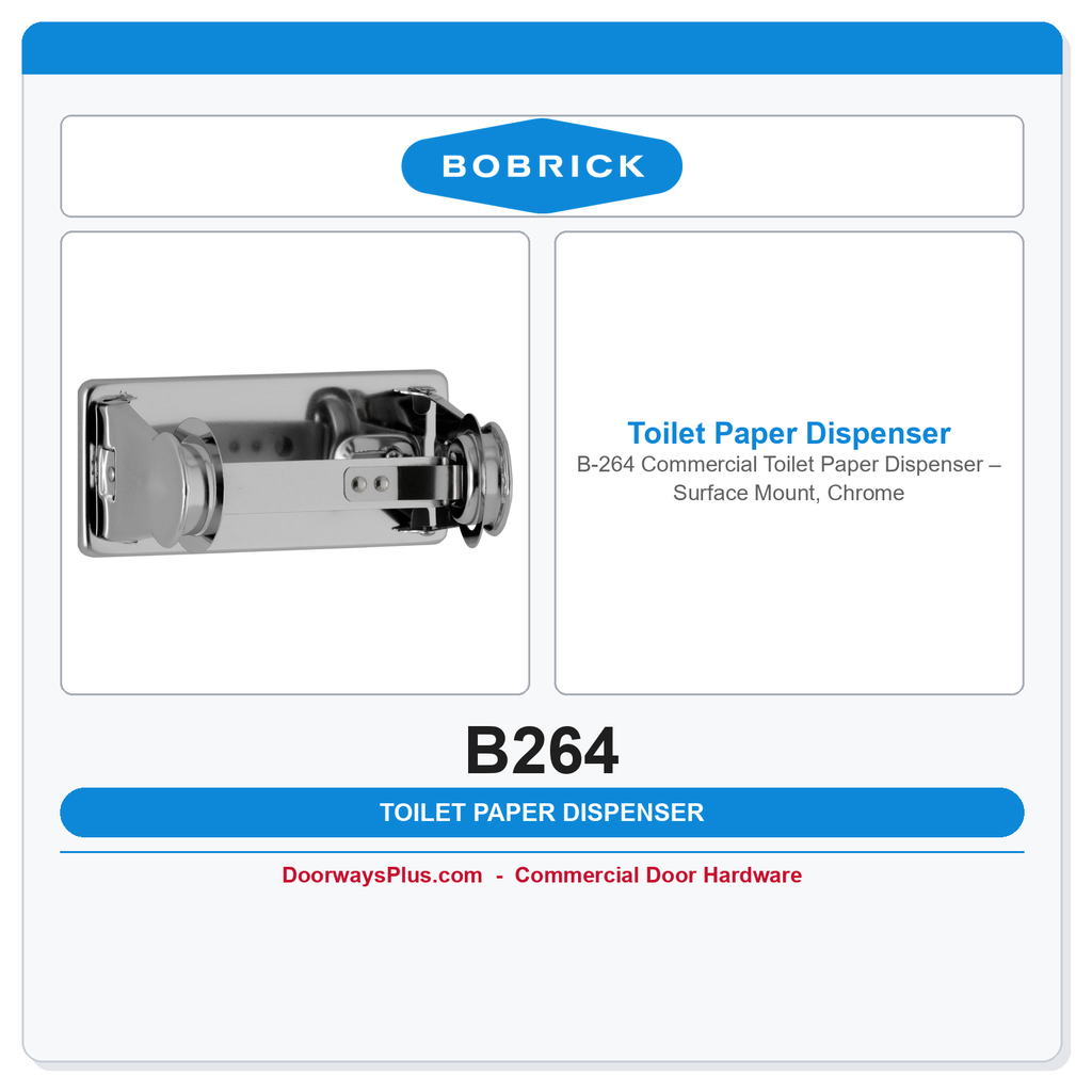 Bobrick B-264 Commercial Toilet Paper Dispenser – Surface Mount, Chrome