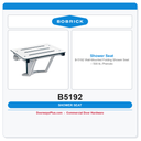 Bobrick B-5192 Wall-Mounted Folding Shower Seat – 500 lb, Phenolic