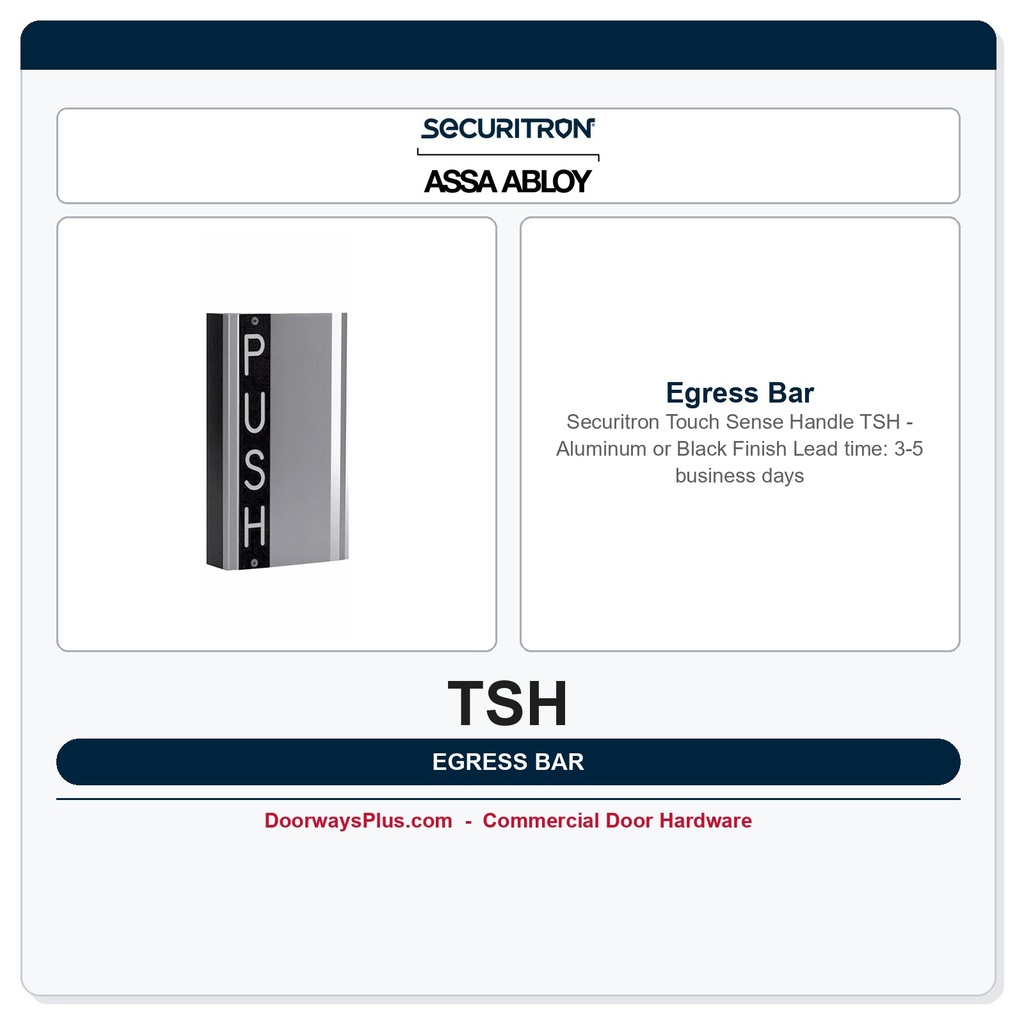 Securitron TSH Touch Sense Handle – RTE Egress Bar | Aluminum or Black