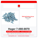 Hager 7-080-0070 TEK Self-Drilling Screw 12-24 x 11/16" | Roton Hinge Screws | 50 or 500 Pack
