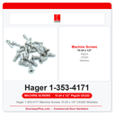 Hager 1-353-4171 Machine Screws 10-24 x 1/2" US32D Stainless | Pkg/24