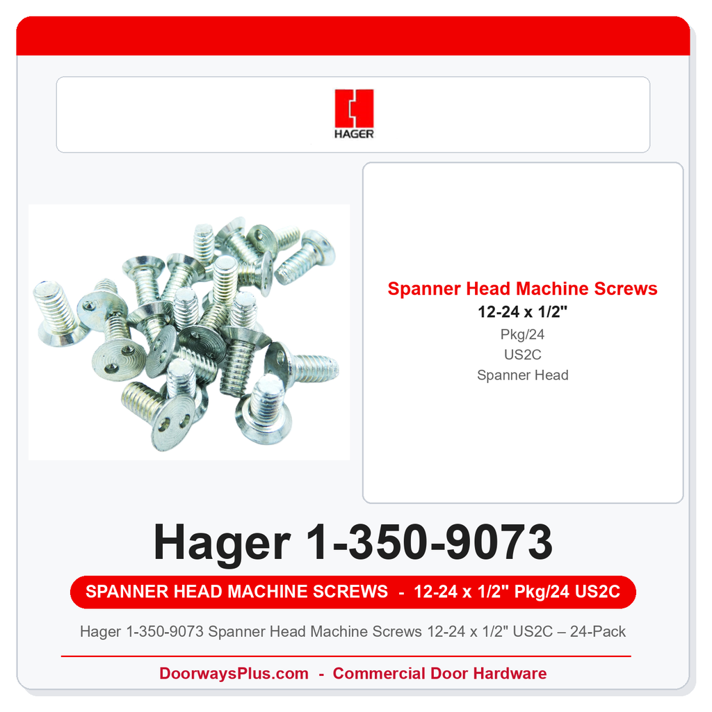 Hager 1-350-9073 Spanner Head Machine Screws 12-24 x 1/2" US2C – 24-Pack