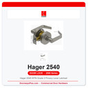 Hager 2540 WTN Grade 2 Privacy Lever Latchset | ANSI F76 UL Listed