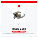 Hager 2553 ARC Grade 2 Entrance Lever Lockset – ADA, UL Listed, ANSI F109