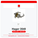 Hager 3540 WTN Grade 2 Privacy Lever Latchset | ANSI F76 ADA UL Listed