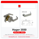 Hager 3550 WTN Grade 2 Office/Entry Lever Lockset – ANSI F82A, ADA, UL Listed