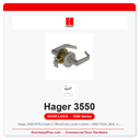 Hager 3550 WTN Grade 2 Office/Entry Lever Lockset – ANSI F82A, ADA, UL Listed