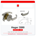 Hager 3580 ARC Grade 2 Storeroom Lever Lockset | ANSI F86 UL Listed