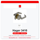Hager 3410 WTN Grade 1 Passage Lever Latchset | ANSI F75 | UL Listed