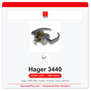 Hager 3440 ARC Grade 1 Privacy Lever Latchset | ANSI F76 | ADA | UL Listed