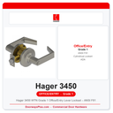 Hager 3450 WTN Grade 1 Office/Entry Lever Lockset – ANSI F81 | UL Listed | ADA Compliant