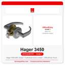 Hager 3450 ARC Grade 1 Cylindrical Lever Lockset – Office/Entry Function (ANSI F81)