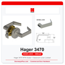 Hager 3470 WTN Grade 1 Classroom Lever Lockset | ANSI F84 | ADA