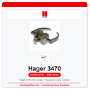 Hager 3470 ARC Grade 1 Classroom Lever Lockset | ANSI F84 | UL Listed