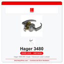 Hager 3480 ARC Grade 1 Storeroom Lever Lockset | ANSI F86 UL Listed