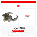 Hager 3482 ARC Grade 1 Institution Lever Lockset | ANSI F87 Asylum Function