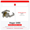 Hager 3495 WTN Grade 1 Classroom Intruder Lever Lockset | ANSI F110