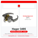 Hager 3495 ARC Grade 1 Intruder Classroom Lever Lockset – ANSI F110 UL Listed